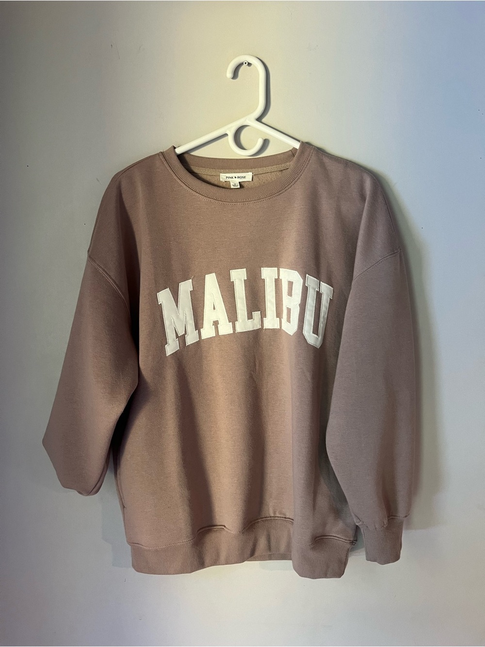 Pink Rose Malibu Crewneck Sweatshirt - Taupe Pink